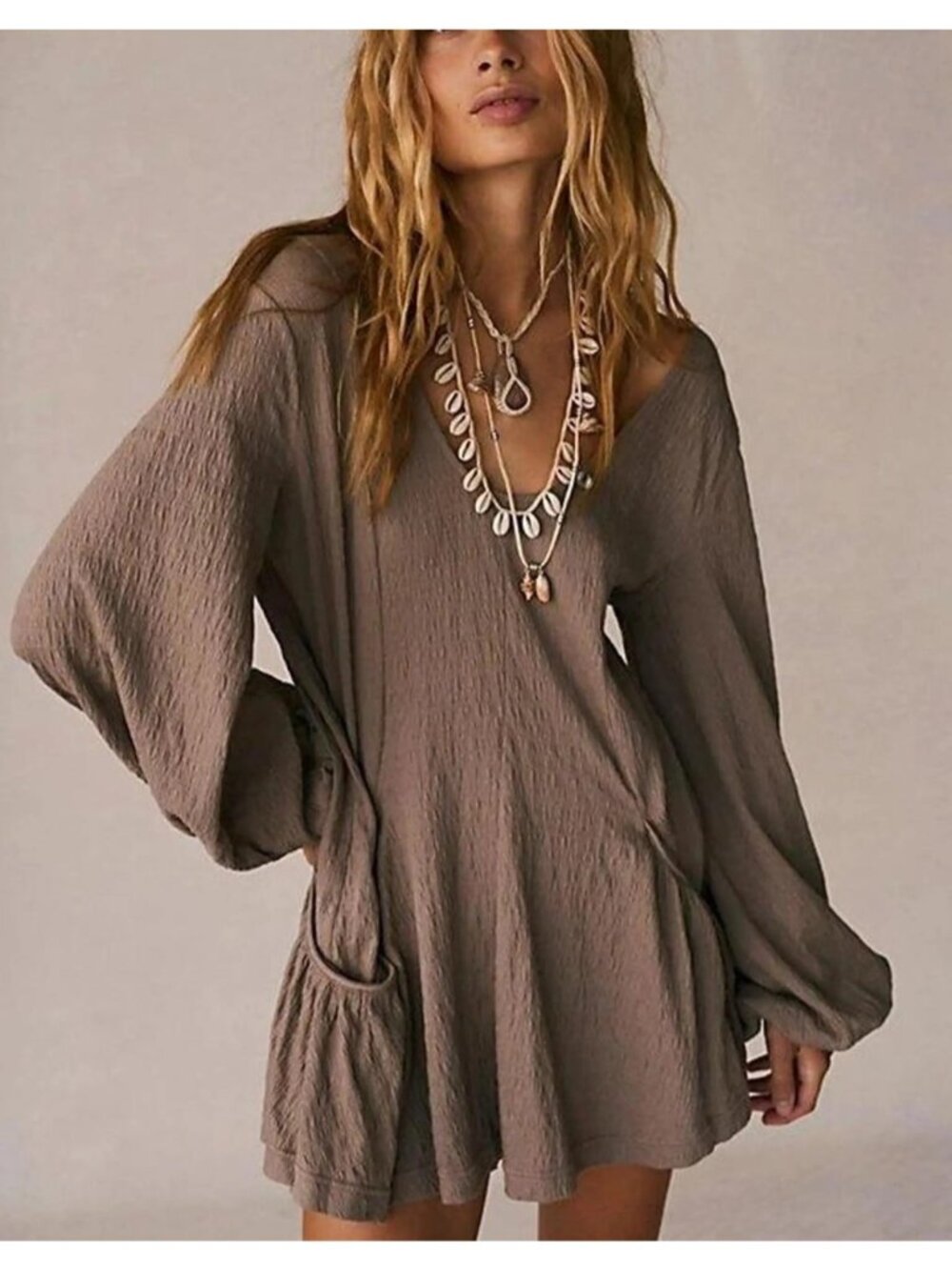 Free people beach bayside mini dress size xs with long sleeves